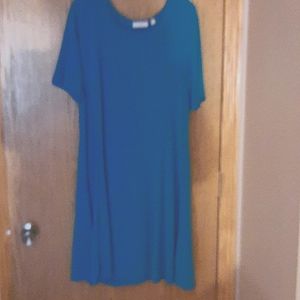 Teal green looks blue on picture.  Size L. Susan Graver dress.
